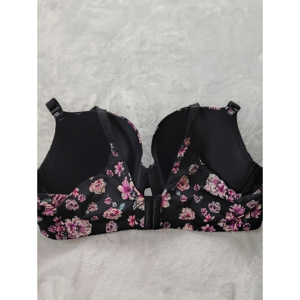 Torrid Curve Perfect Coverage Black & Pink Floral Push Up Smooth Bra Size 46 C - Picture 4 of 9